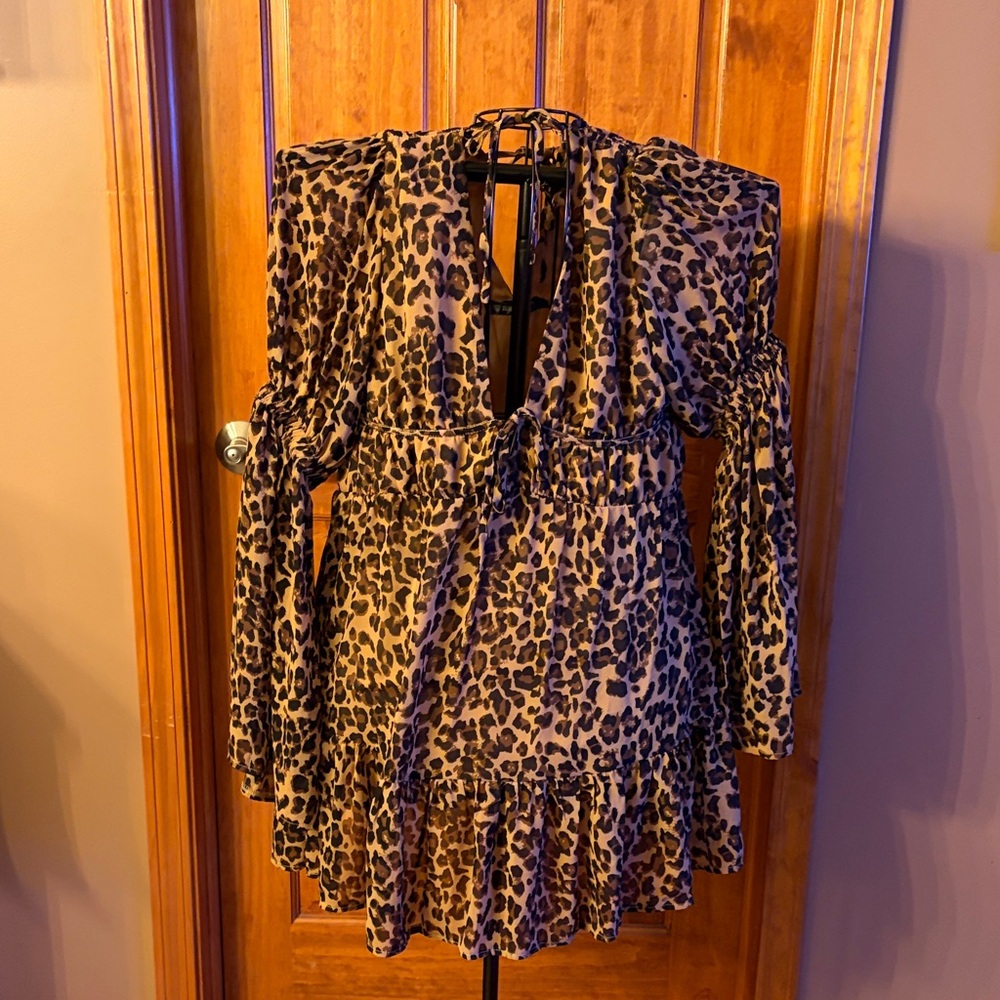 Missguided Animal Print Long Sleeve Dress